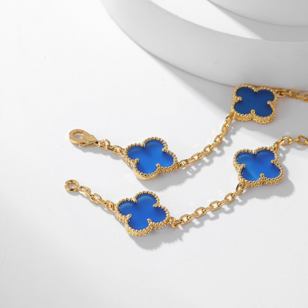 [Clara Jewels]CLOVER 10 MOTIFS BLUE AGATE NECKLACE