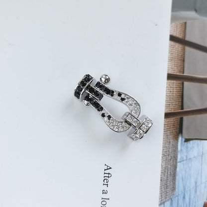 [Clara Jewels]FORCE LARGE HORSESHOE BLACK WHITE DIAMOND BRACELET SILVER