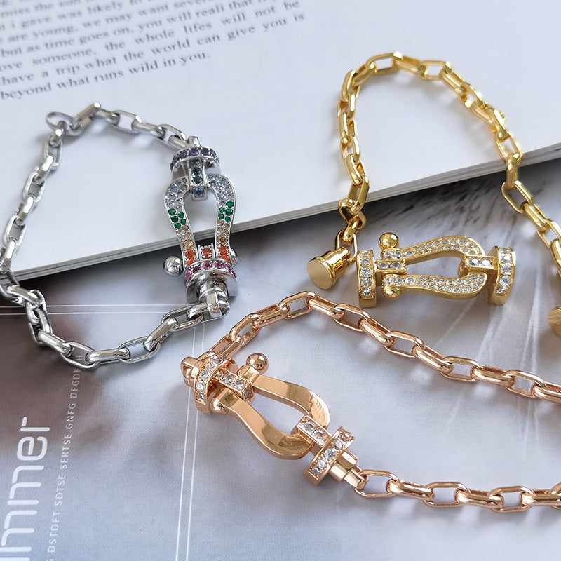 [Clara Jewels]FORCE LARGE HORSESHOE CLASP  METAL BRACELET