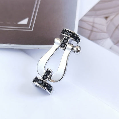[Clara Jewels]FORCE LARGE HORSESHOE BLACK DIAMOND BRACELET SILVER