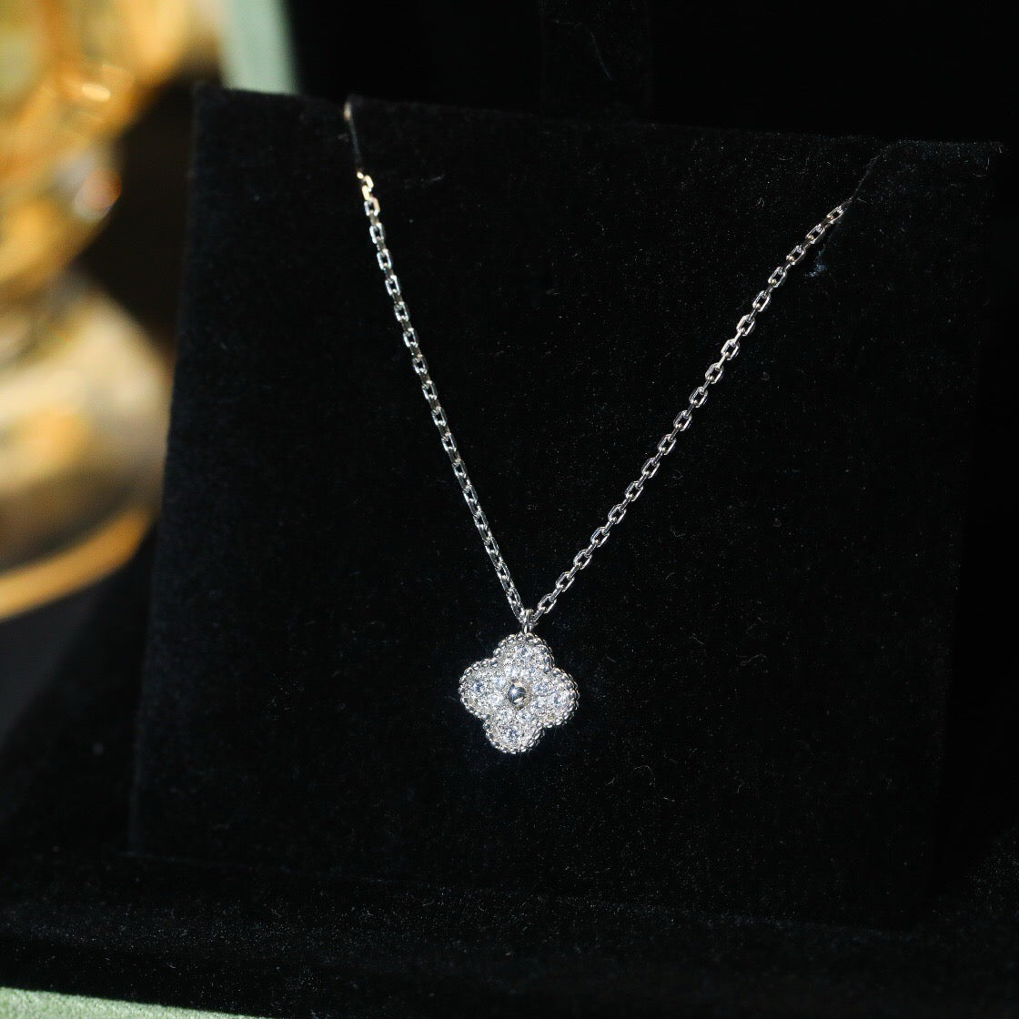 [Clara Jewels]CLOVER MINI 9.5MM PENDANT DIAMOND NECKLACE