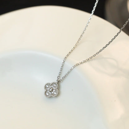 [Clara Jewels]CLOVER MINI 9.5MM PENDANT DIAMOND NECKLACE