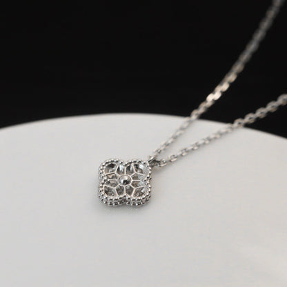 [Clara Jewels]CLOVER MINI 9.5MM PENDANT DIAMOND NECKLACE
