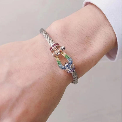 [Clara Jewels]FORCE LARGE HORSESHOE  COLORED DIAMOND BRACELET ROSE GOLD