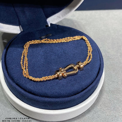 [Clara Jewels]FORCE SMALL HORSESHOE  DIAMOND CHAIN ROPE BRACELET