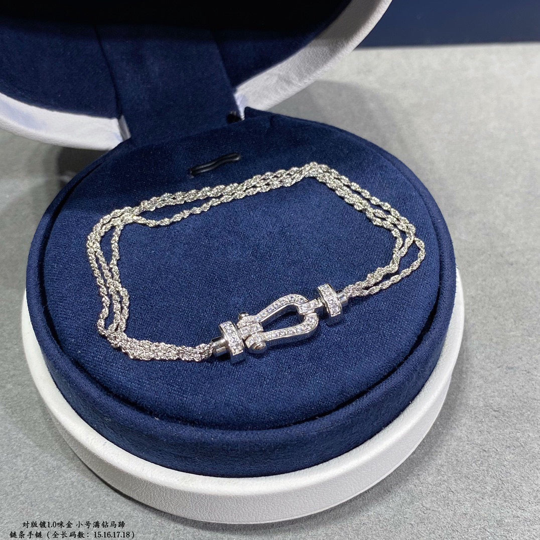 [Clara Jewels]FORCE SMALL HORSESHOE  DIAMOND CHAIN ROPE BRACELET