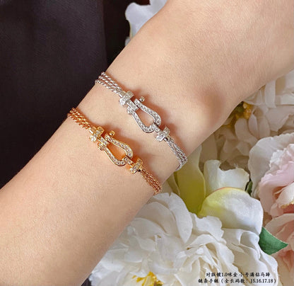 [Clara Jewels]FORCE SMALL HORSESHOE  DIAMOND CHAIN ROPE BRACELET