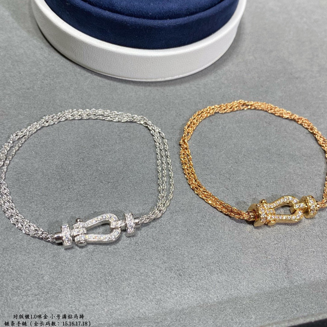 [Clara Jewels]FORCE SMALL HORSESHOE  DIAMOND CHAIN ROPE BRACELET