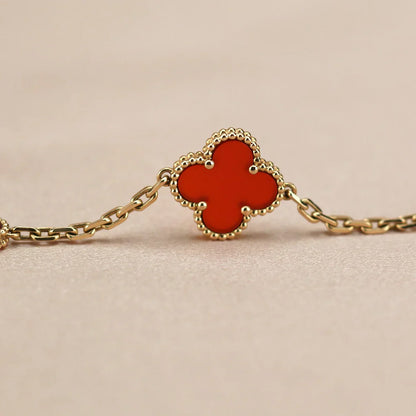 [Clara Jewels] CLOVER 5 MOTIF RED CORNELIAN BRACELET COLLECTION