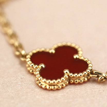 [Clara Jewels] CLOVER 5 MOTIF RED CORNELIAN BRACELET COLLECTION