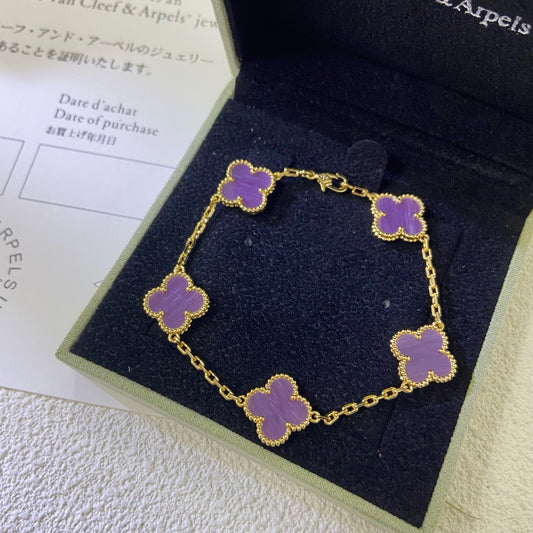 [Clara Jewels]CLOVER  5 MOTIFS  PURPLE VIOLET BRACELET