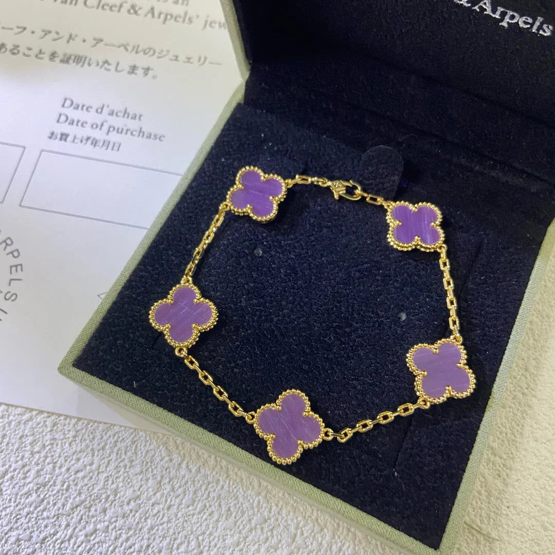 [Clara Jewels] CLOVER 5 MOTIF VIOLET BRACELET COLLECTION