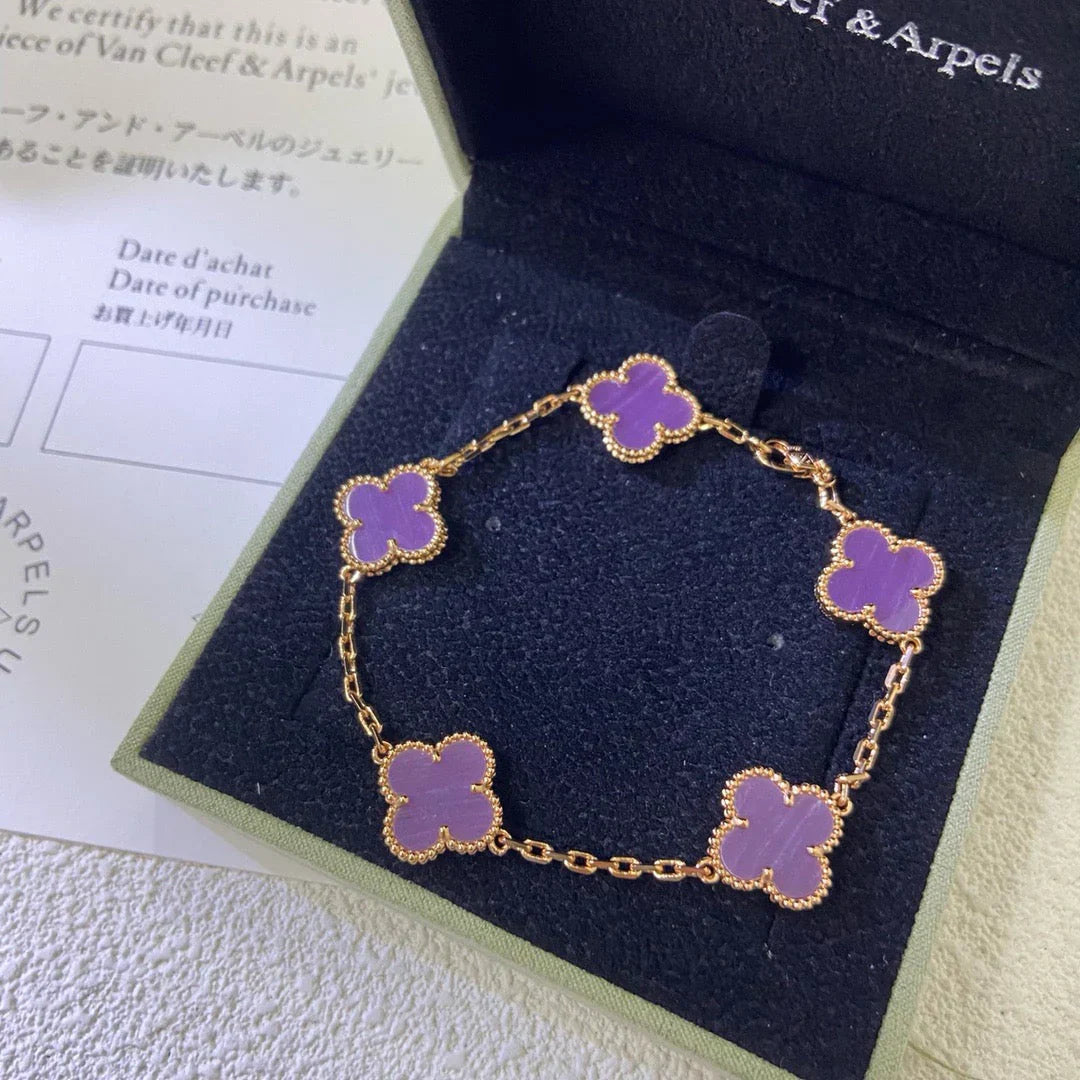 [Clara Jewels] CLOVER 5 MOTIF VIOLET BRACELET COLLECTION