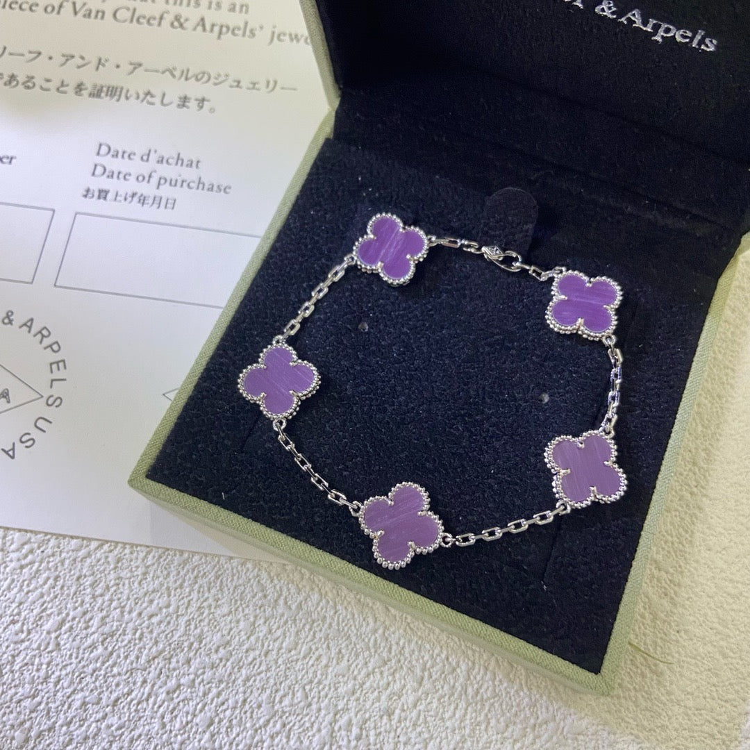 [Clara Jewels]CLOVER  5 MOTIFS  PURPLE VIOLET BRACELET