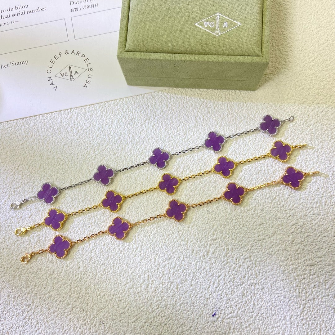 [Clara Jewels]CLOVER  5 MOTIFS  PURPLE VIOLET BRACELET