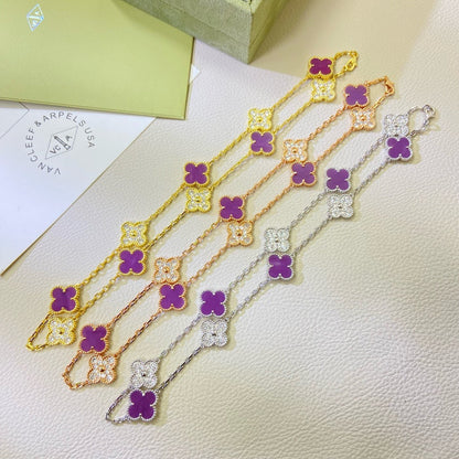 [Clara Jewels]CLOVER 10 MOTIFS  PURPLE VIOLET DIAMOND NECKLACE