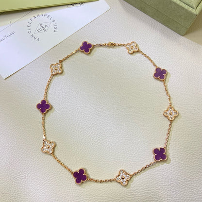 [Clara Jewels]CLOVER 10 MOTIFS  PURPLE VIOLET DIAMOND NECKLACE