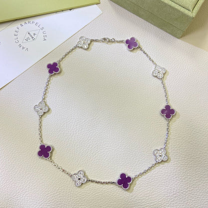 [Clara Jewels]CLOVER 10 MOTIFS  PURPLE VIOLET DIAMOND NECKLACE