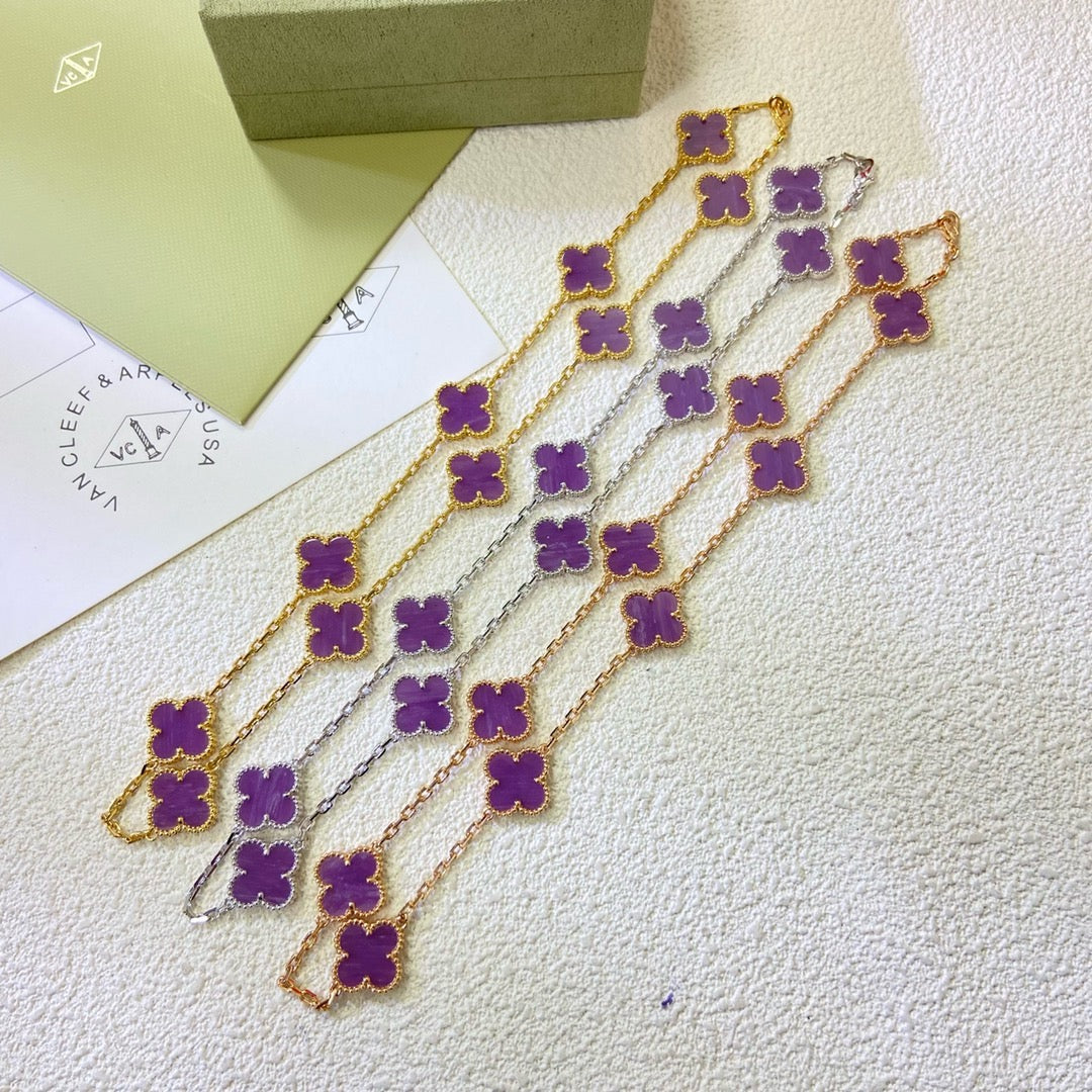 [Clara Jewels]CLOVER 10 MOTIFS  PURPLE VIOLET  NECKLACE