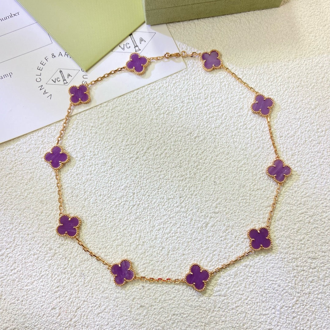 [Clara Jewels]CLOVER 10 MOTIFS  PURPLE VIOLET  NECKLACE