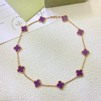 [Clara Jewels]CLOVER 10 MOTIFS  PURPLE VIOLET  NECKLACE