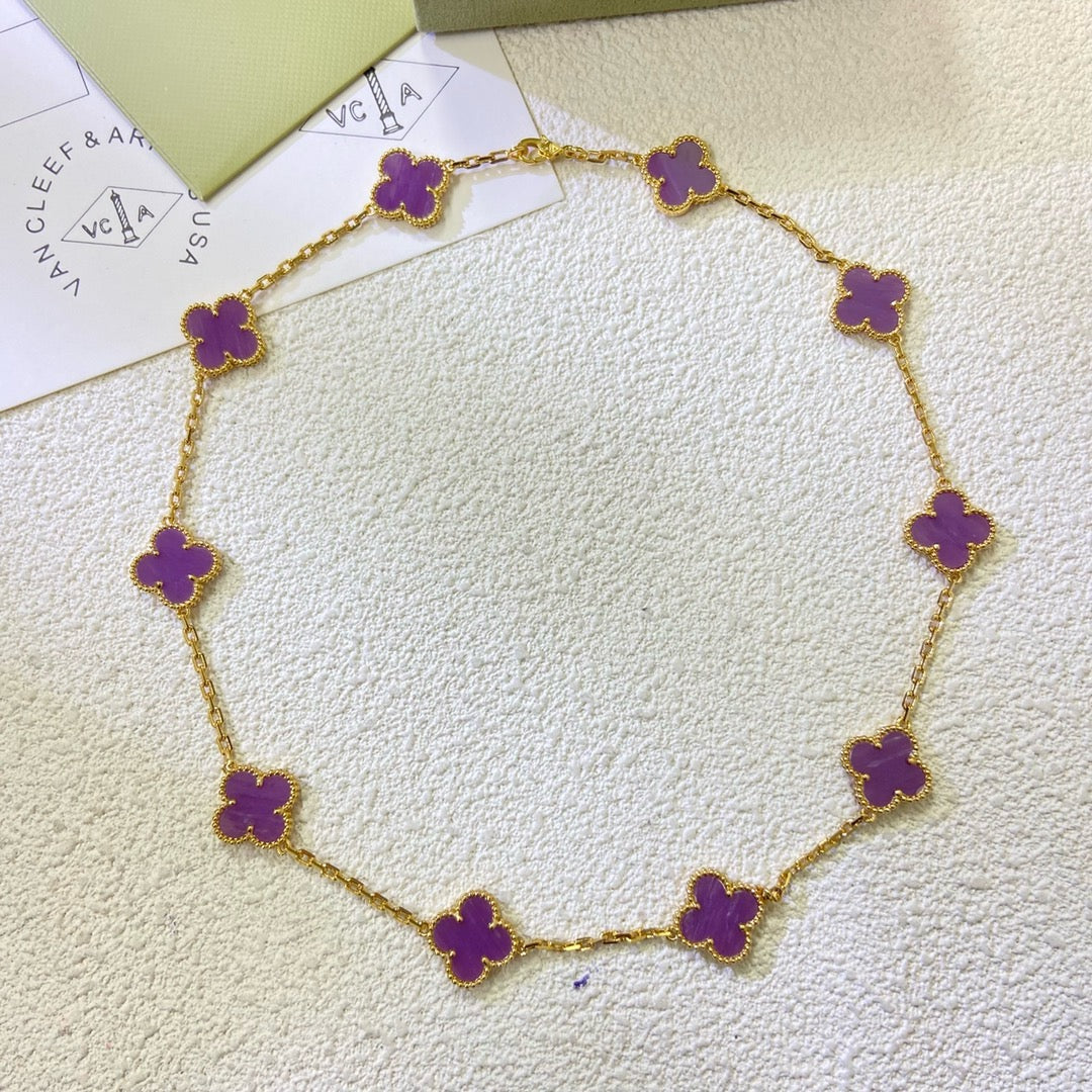 [Clara Jewels]CLOVER 10 MOTIFS  PURPLE VIOLET  NECKLACE