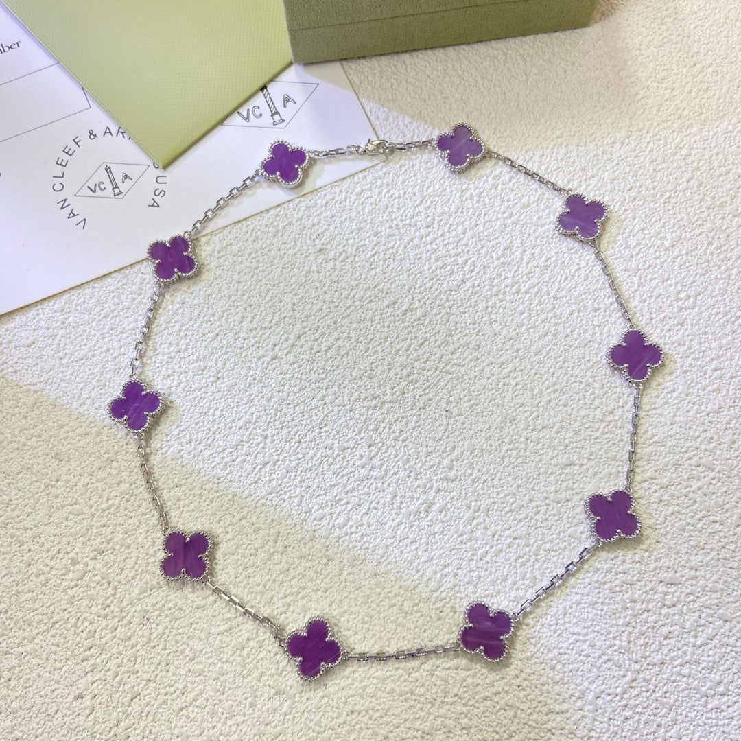 [Clara Jewels]CLOVER 10 MOTIFS  PURPLE VIOLET  NECKLACE