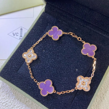 [Clara Jewels] CLOVER 5 MOTIF VIOLET BRACELET COLLECTION