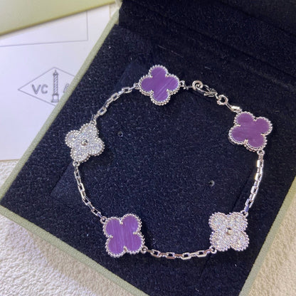 [Clara Jewels]CLOVER  5 MOTIFS  PURPLE VIOLET DIAMOND BRACELET