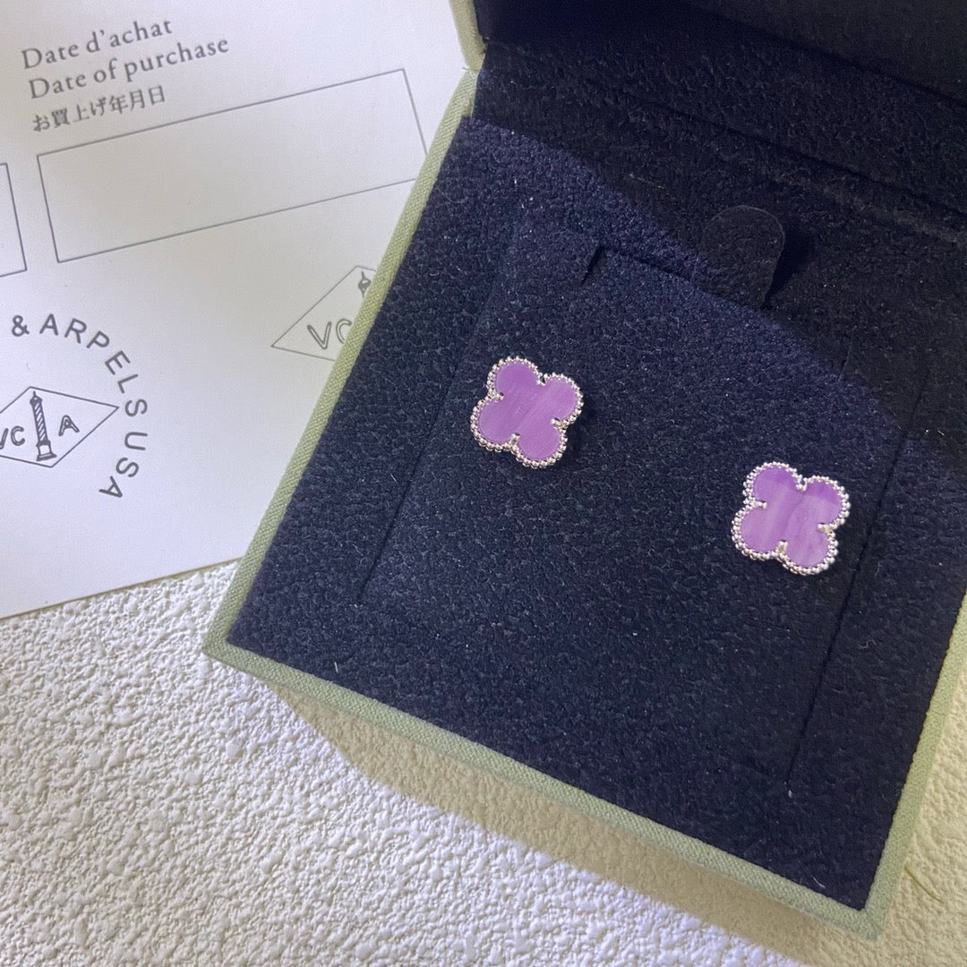 [Clara Jewels]CLOVER MINI 9.5MM  PURPLE VIOLET EARRINGS