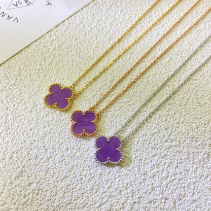 [Clara Jewels]CLOVER 15MM  PURPLE VIOLET NECKLACE