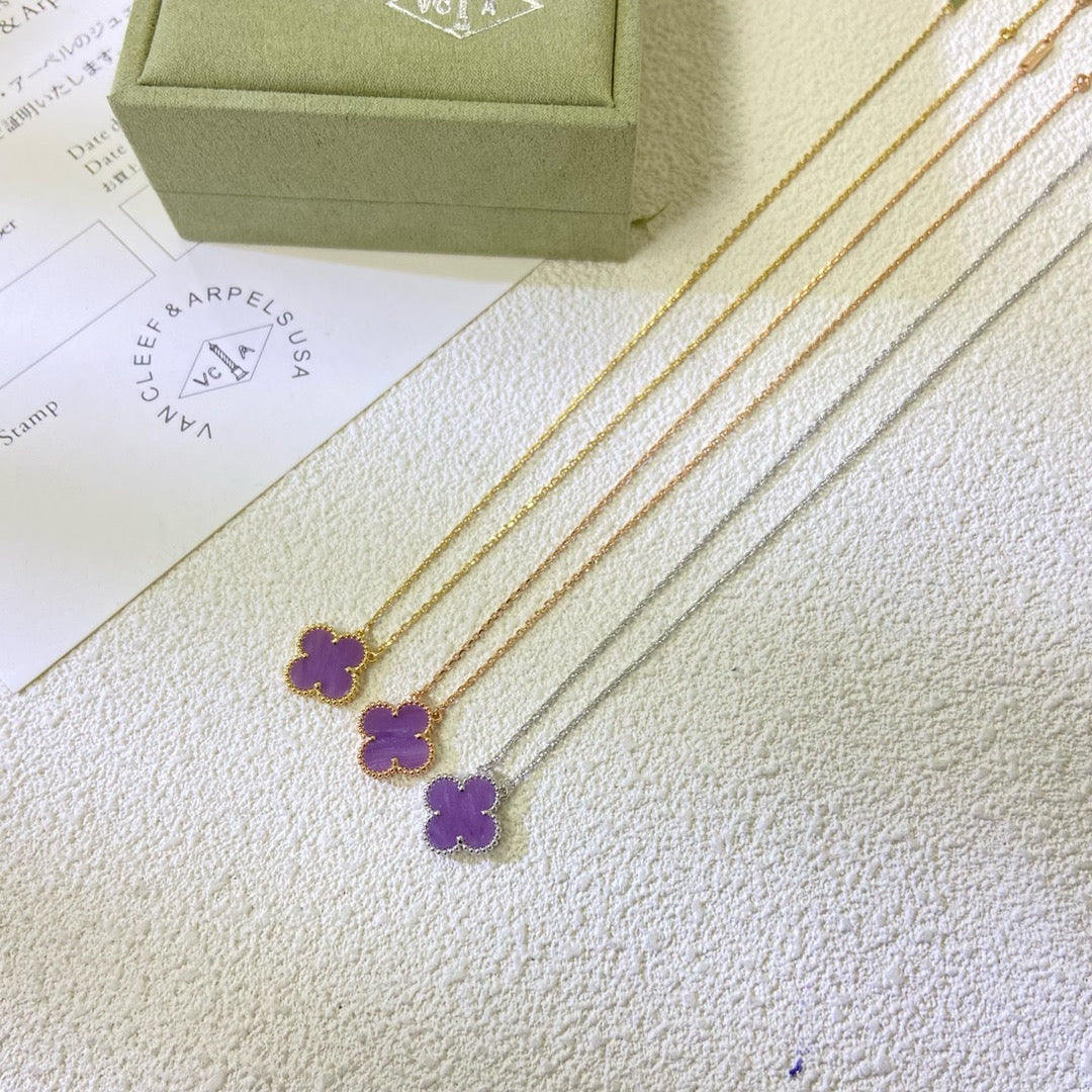 [Clara Jewels]CLOVER 15MM  PURPLE VIOLET NECKLACE