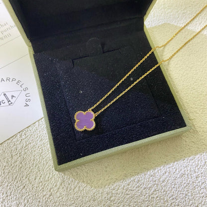 [Clara Jewels]CLOVER 15MM  PURPLE VIOLET NECKLACE