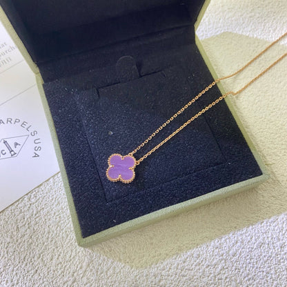 [Clara Jewels]CLOVER 15MM  PURPLE VIOLET NECKLACE