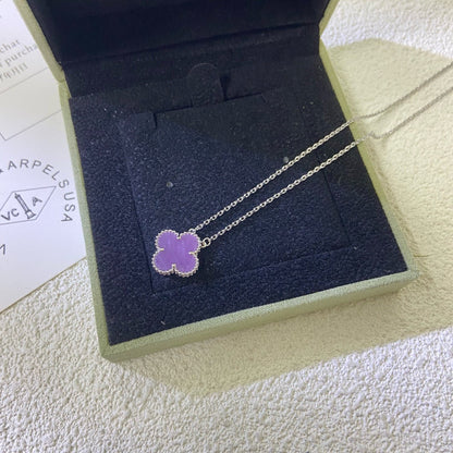 [Clara Jewels]CLOVER 15MM  PURPLE VIOLET NECKLACE