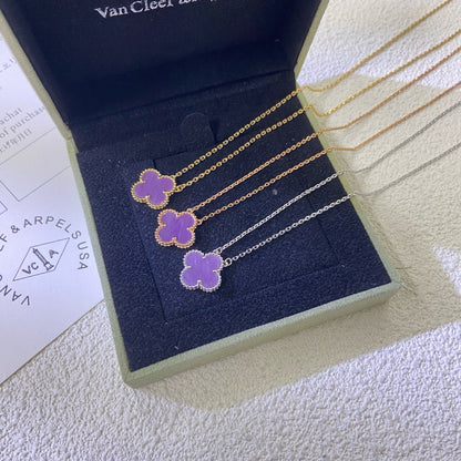 [Clara Jewels]CLOVER 15MM  PURPLE VIOLET NECKLACE