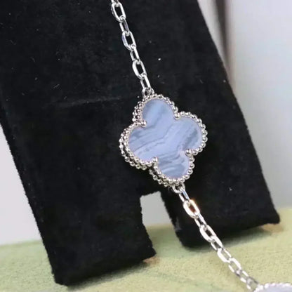 [Clara Jewels] CLOVER 5 MOTIF PURPLE CHALCEDONY BRACELET COLLECTION