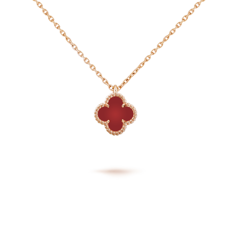 [Clara Jewels]CLOVER MINI 9.5MM WHITE CARNELIANS NECKLACE