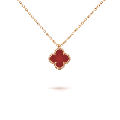 [Clara Jewels]CLOVER MINI 9.5MM WHITE CARNELIANS NECKLACE