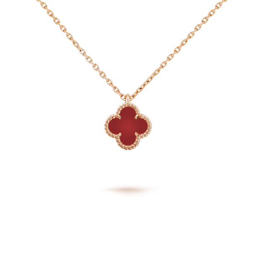 [Clara Jewels]CLOVER MINI 9.5MM WHITE CARNELIANS NECKLACE