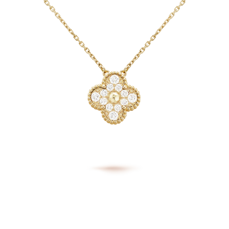 [Clara Jewels]CLOVER 15MM DIAMOND SINGLE FLOWER NECKLACE