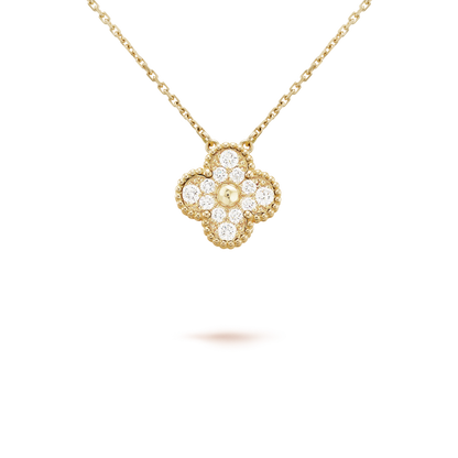 [Clara Jewels]CLOVER 15MM DIAMOND SINGLE FLOWER NECKLACE