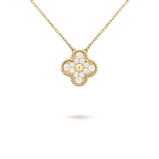 [Clara Jewels]CLOVER 15MM DIAMOND SINGLE FLOWER NECKLACE