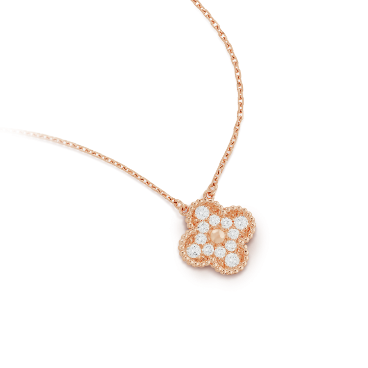 [Clara Jewels]CLOVER 15MM DIAMOND SINGLE FLOWER NECKLACE
