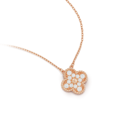 [Clara Jewels]CLOVER 15MM DIAMOND SINGLE FLOWER NECKLACE