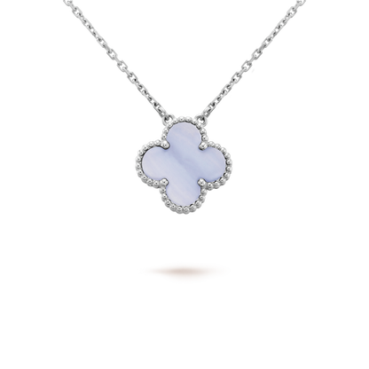 [Clara Jewels]CLOVER 15MM BLUE CHALCEDONY NECKLACE SILVER