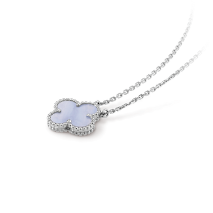 [Clara Jewels]CLOVER 15MM BLUE CHALCEDONY NECKLACE SILVER