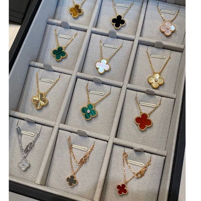 [Clara Jewels]CLOVER 15MM MALACHITE SINGLE FLOWER  NECKLACE