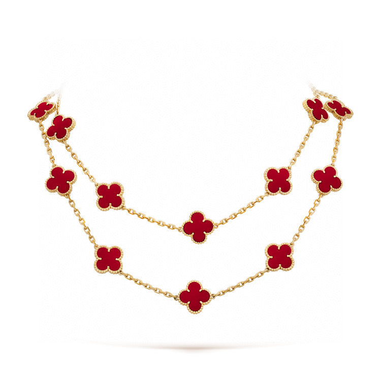 [Clara Jewels]CLOVER 20 MOTIFS CARNELIAN NECKLACE