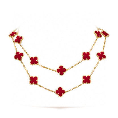 [Clara Jewels]CLOVER 20 MOTIFS CARNELIAN NECKLACE